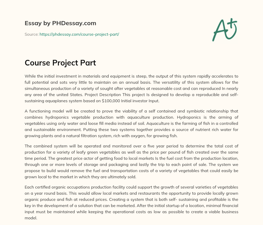 Course Project Part essay