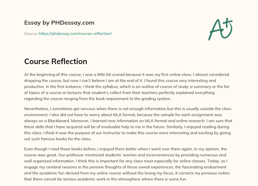 Course Reflection (300 Words)