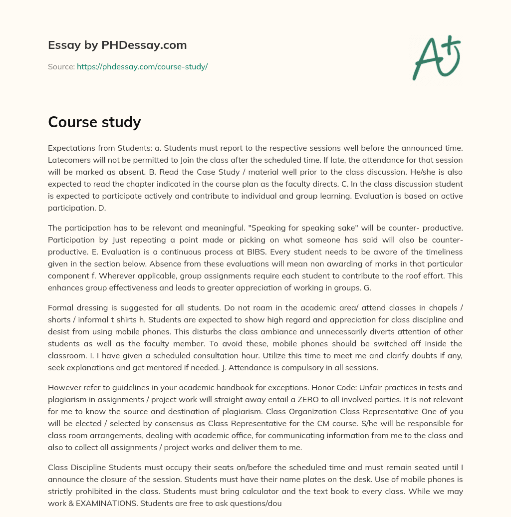 Course study essay