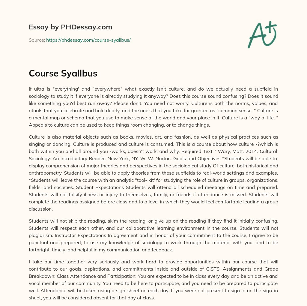 Course Syallbus essay
