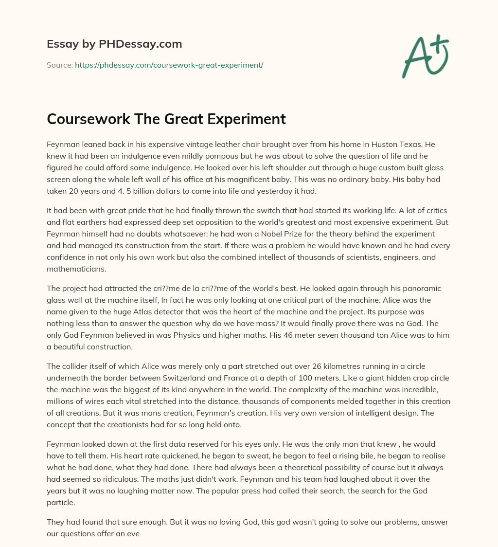 Coursework The Great Experiment essay