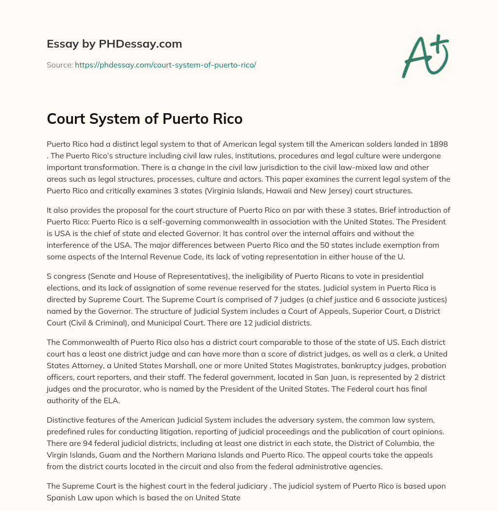 Court System of Puerto Rico essay