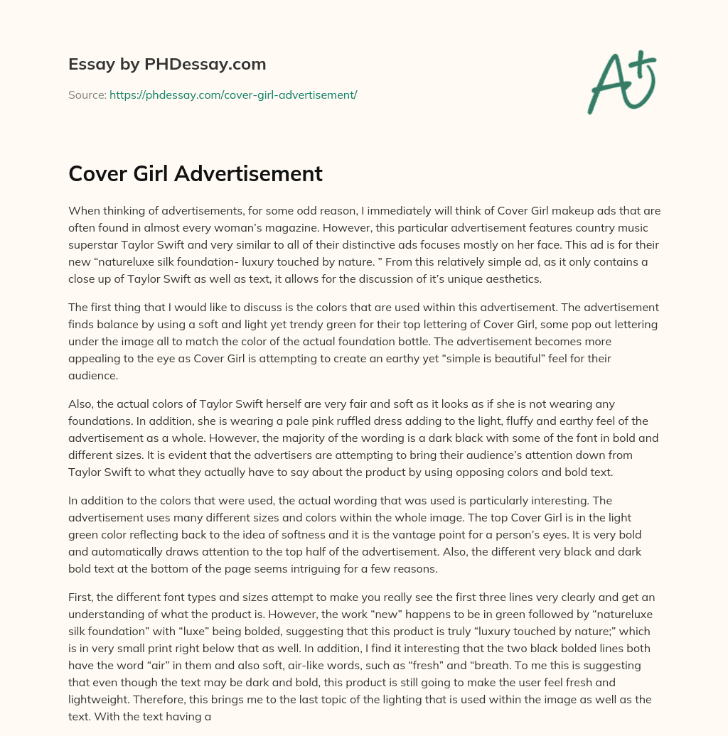 Cover Girl Advertisement essay