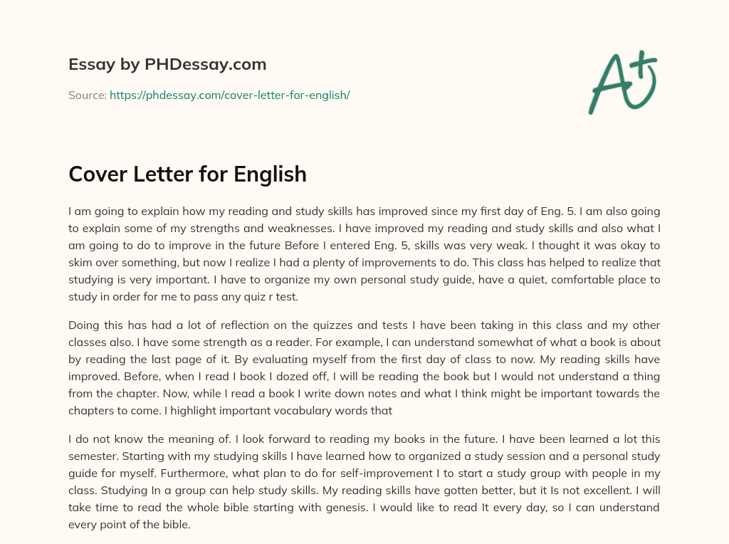 what is a cover letter for english class