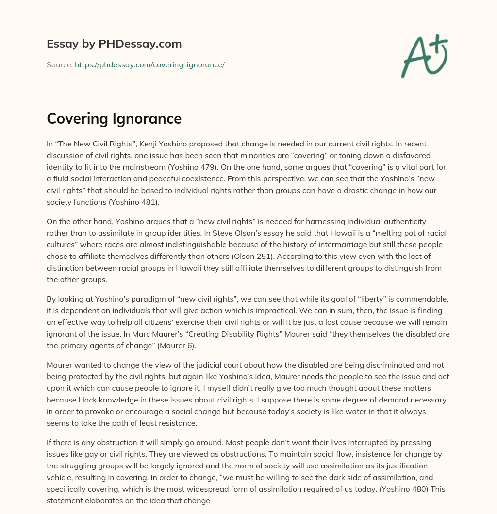 Covering Ignorance essay