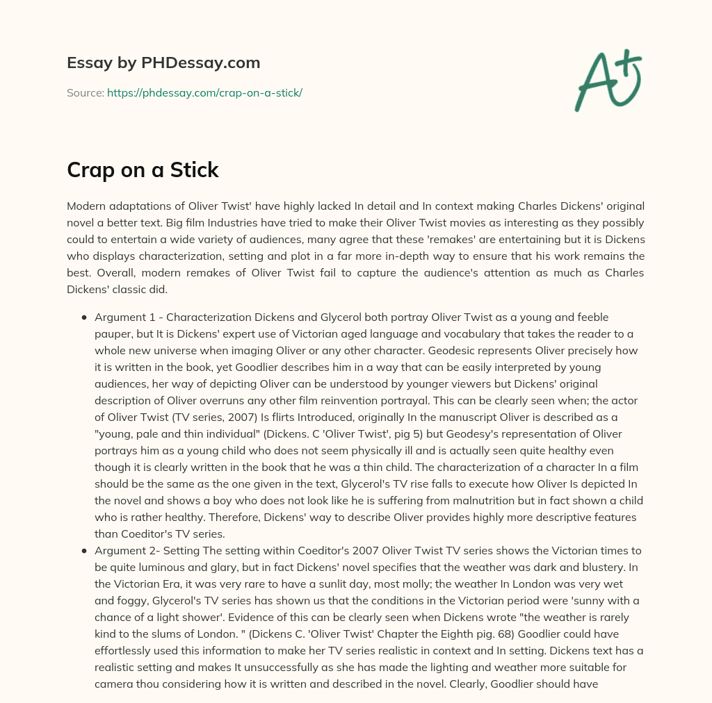 Crap on a Stick essay