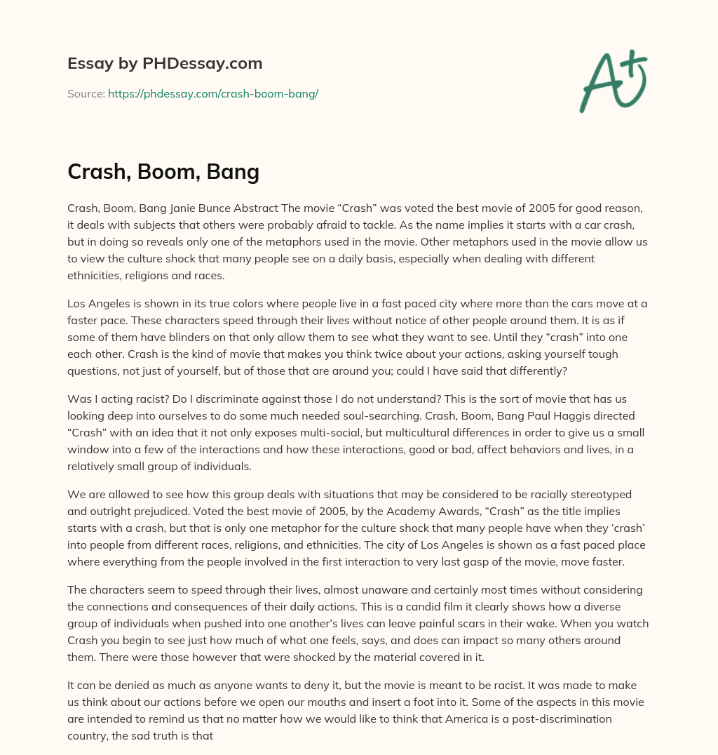 Crash, Boom, Bang essay