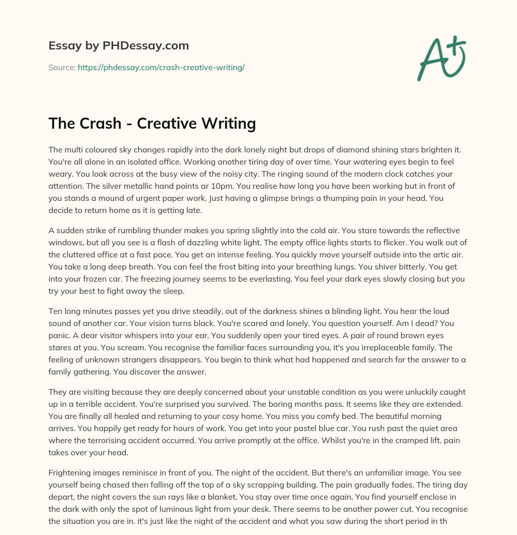 The Crash – Creative Writing essay