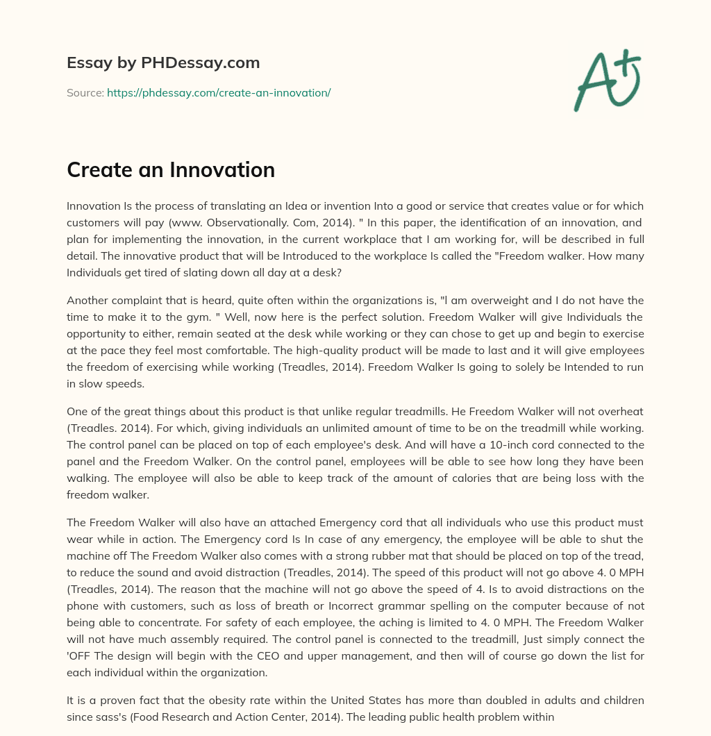 Create an Innovation - PHDessay.com