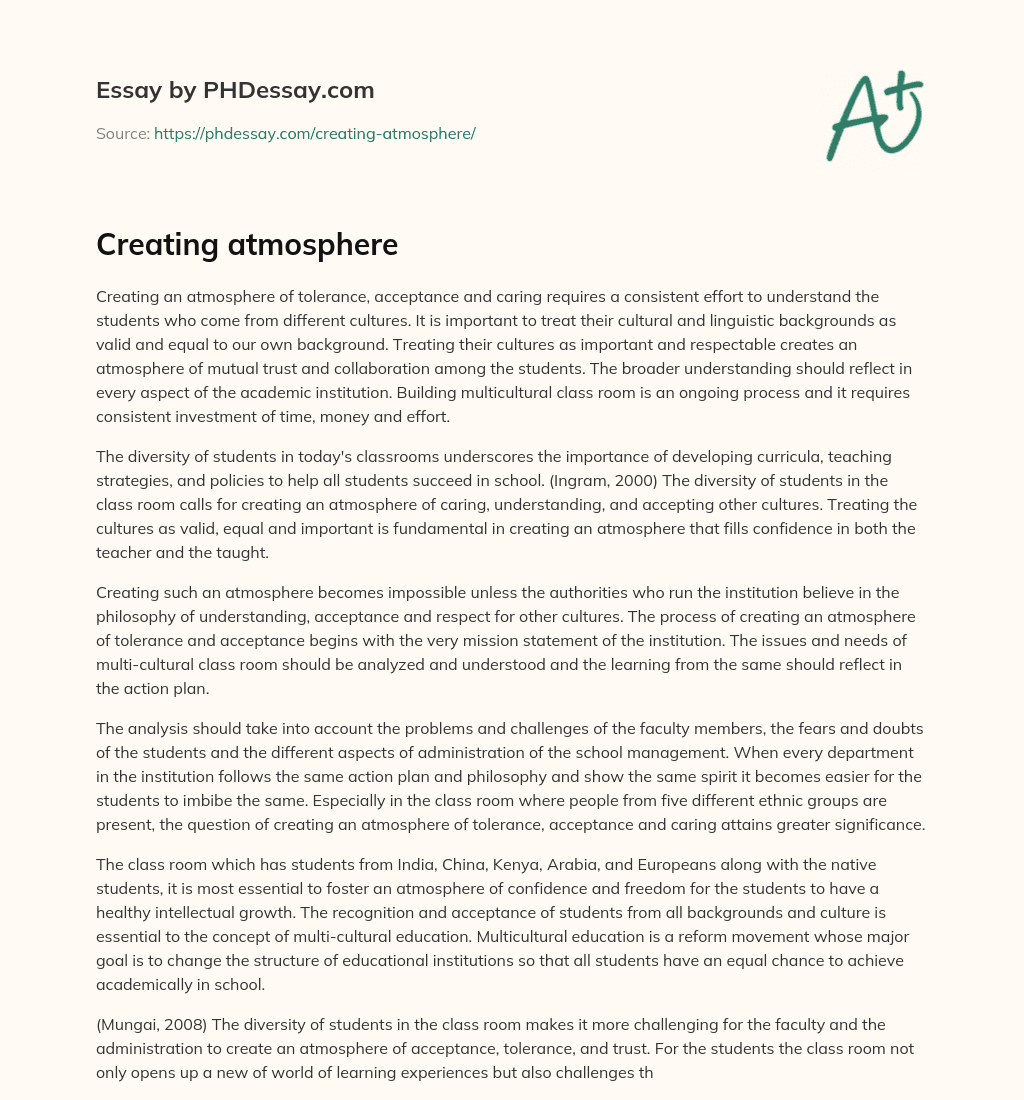 Creating atmosphere essay