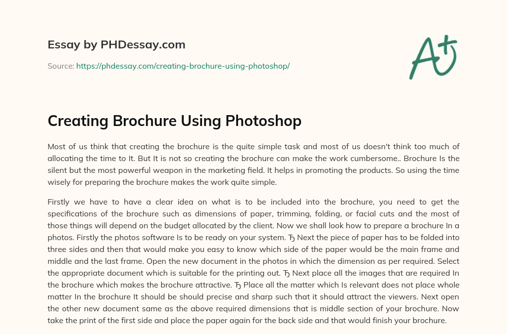 Creating Brochure Using Photoshop essay