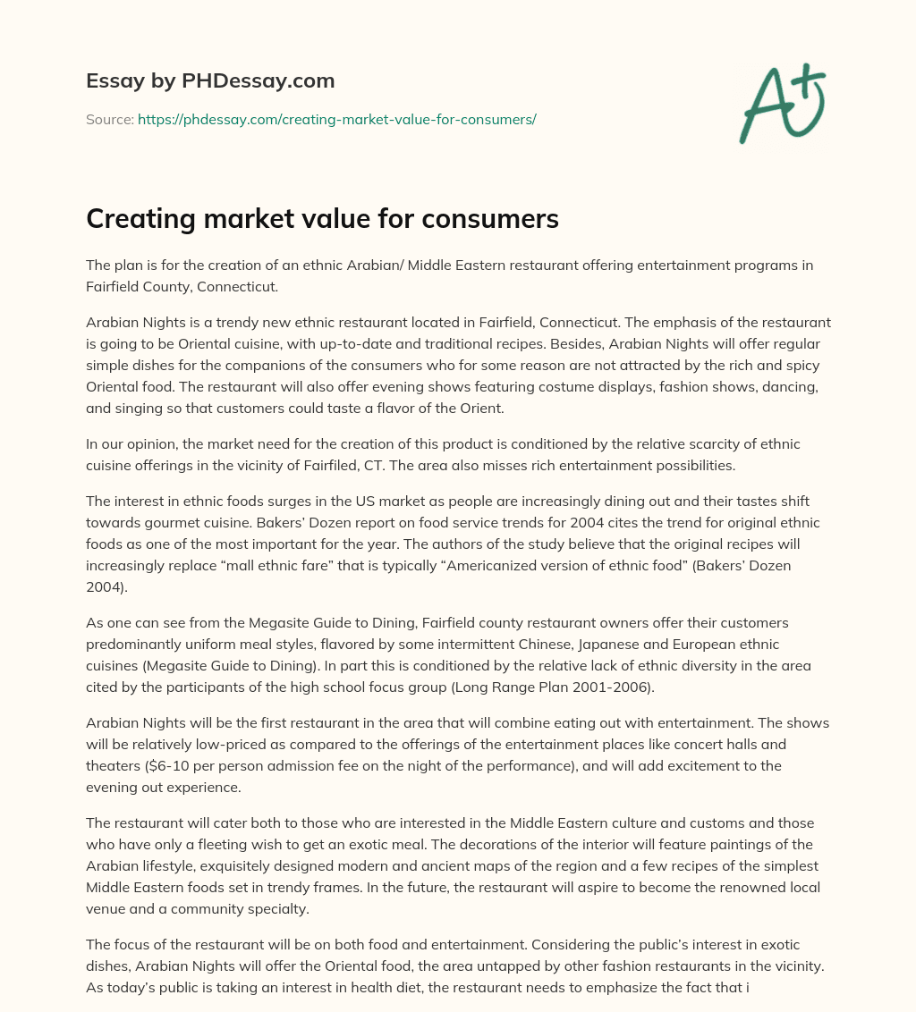 Creating market value for consumers essay