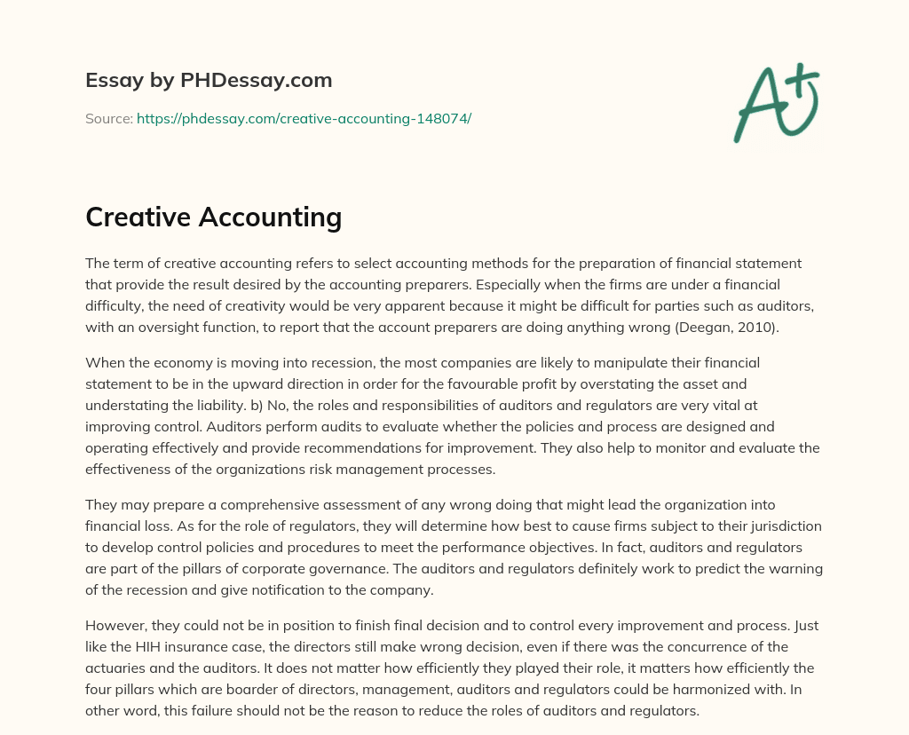 Creative Accounting essay