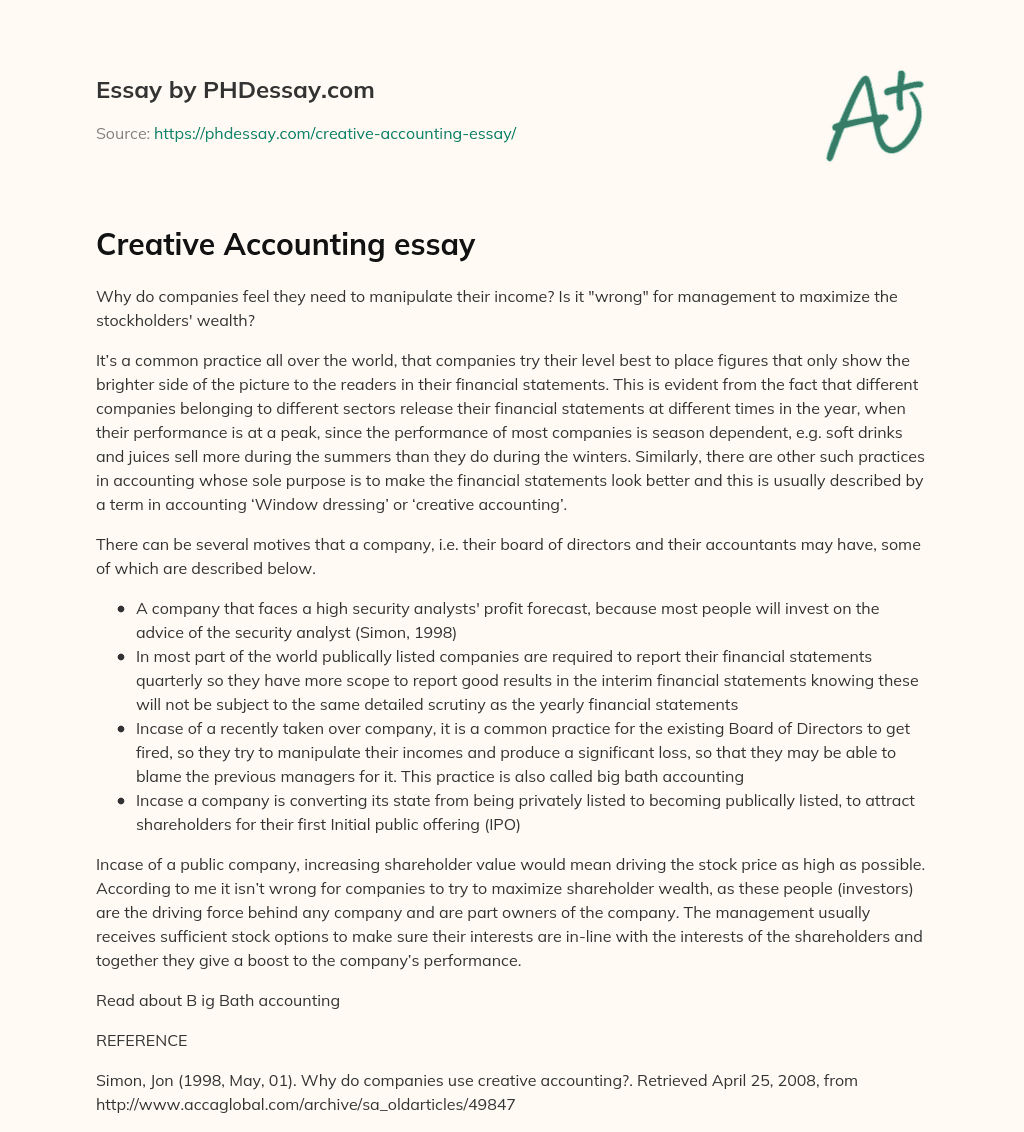 short essay about accounting career