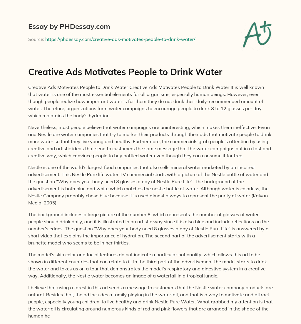 Creative Ads Motivates People to Drink Water essay