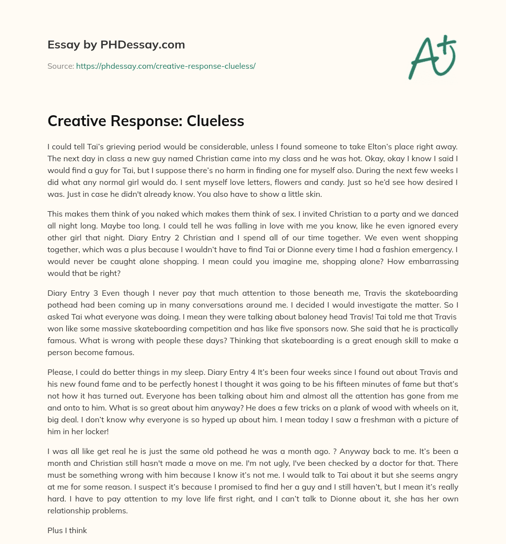 Creative Response: Clueless essay