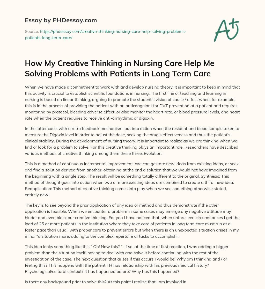 creative thinking nursing