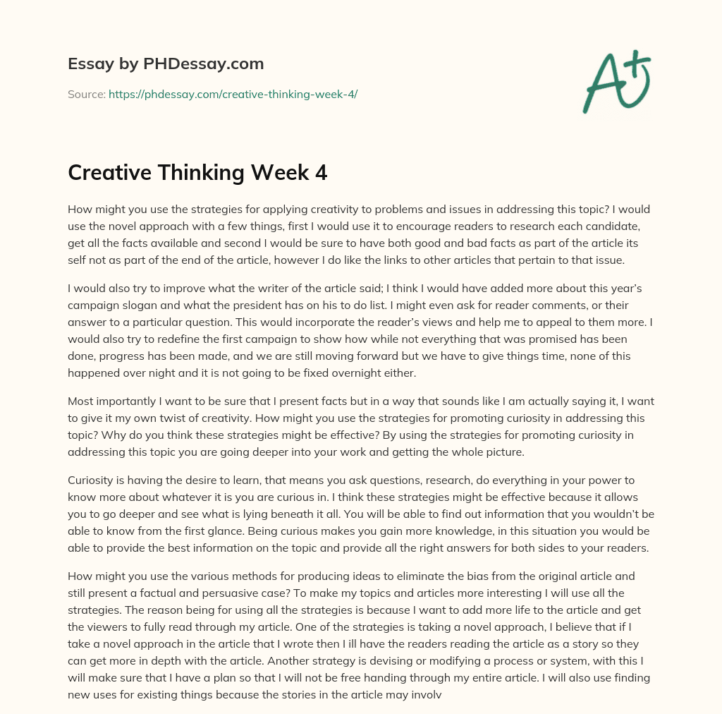 Creative Thinking Week 4 essay