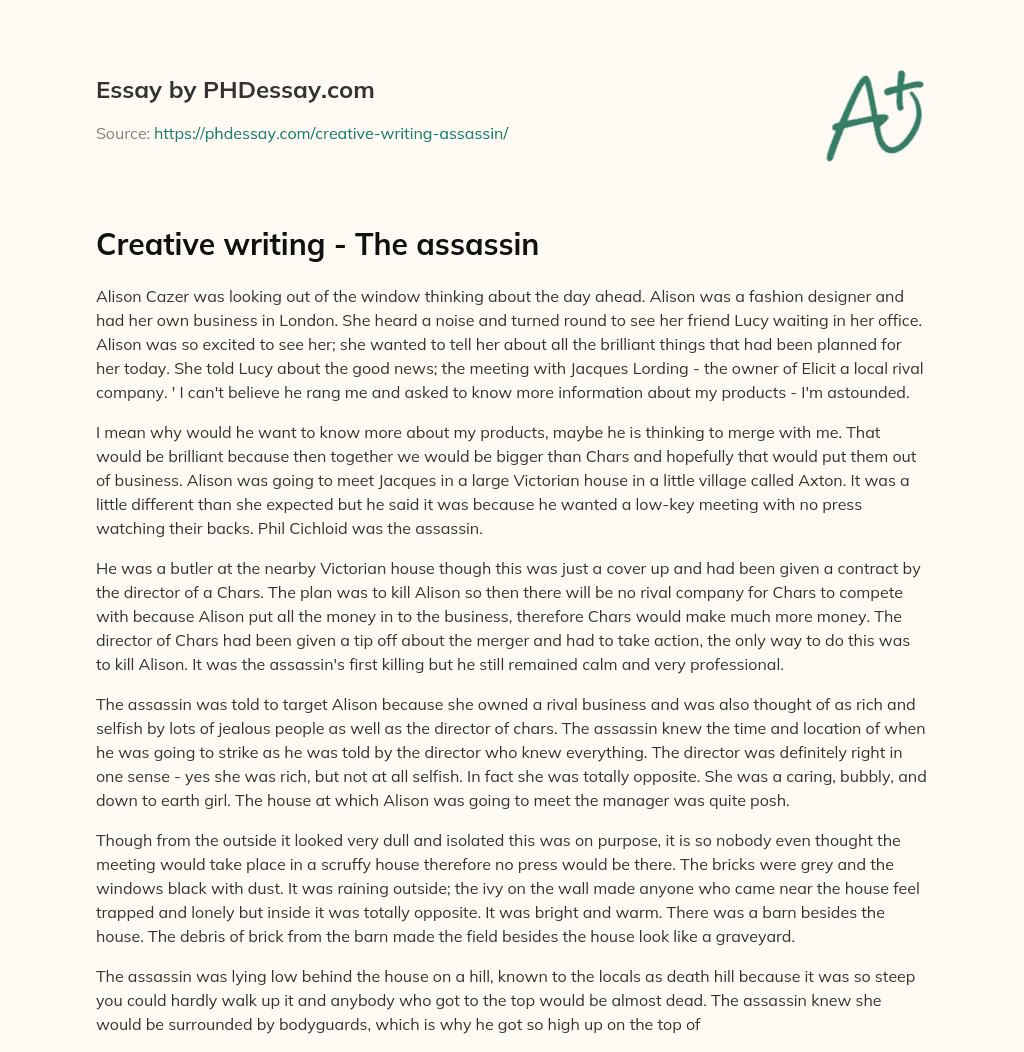 Creative writing – The assassin essay
