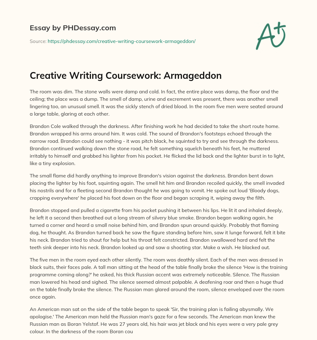Creative Writing Coursework: Armageddon essay