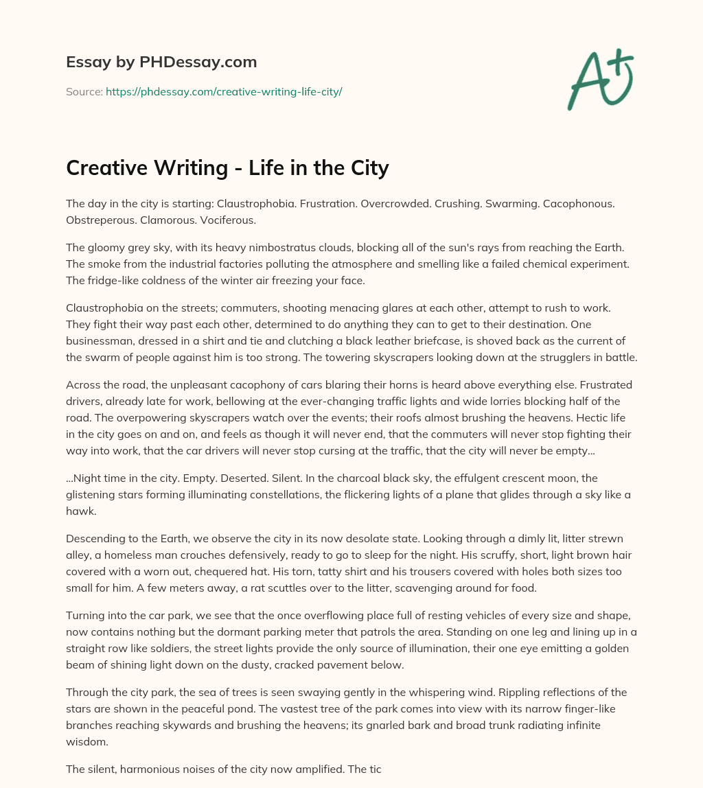 creative writing my city