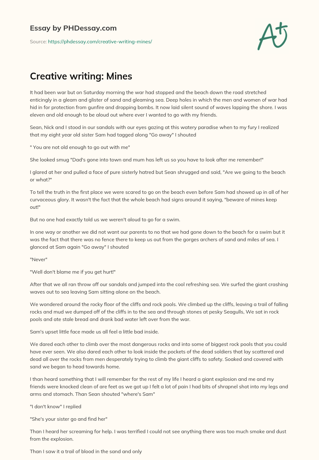 Creative writing: Mines essay