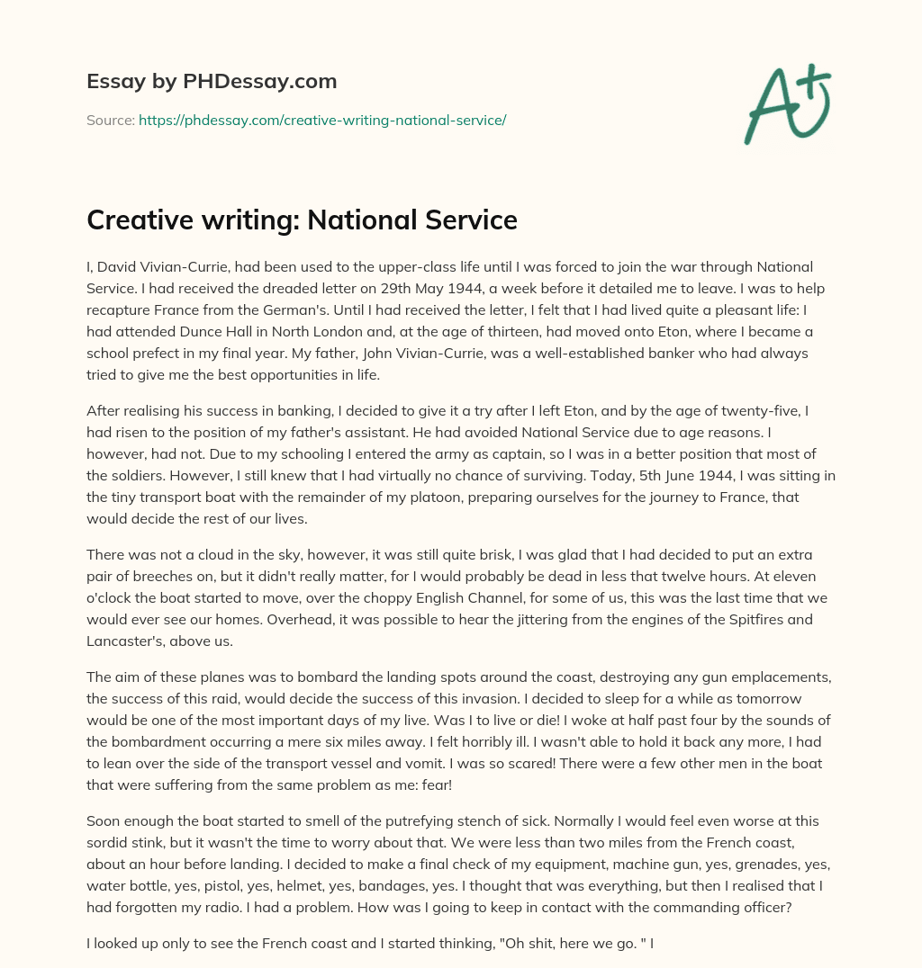 Creative writing: National Service essay