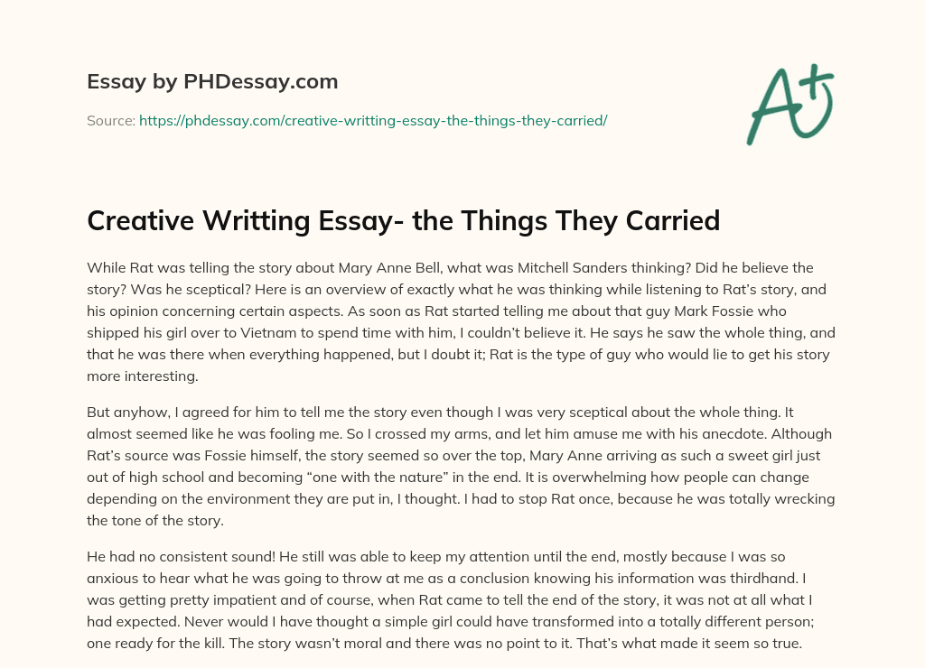 Creative Writting Essay- the Things They Carried essay
