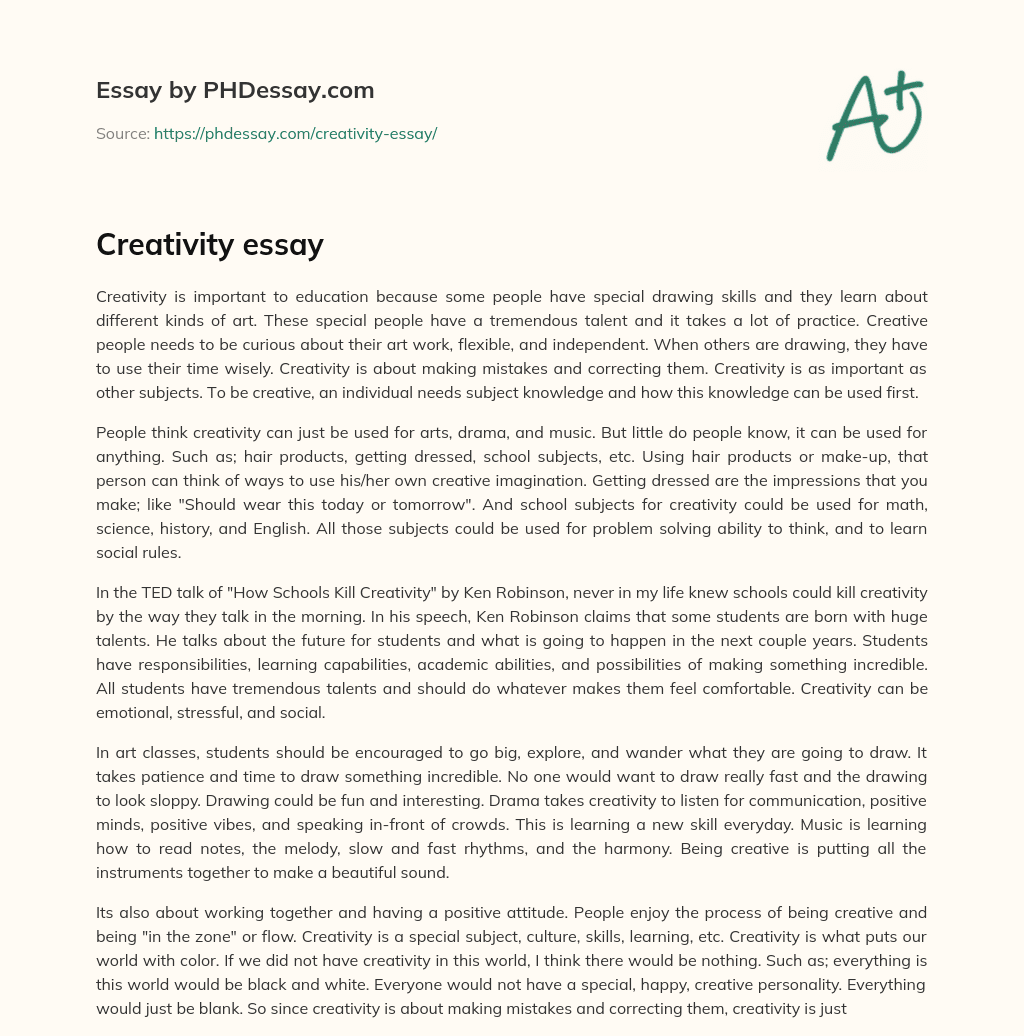 essay on education for creativity and humanity