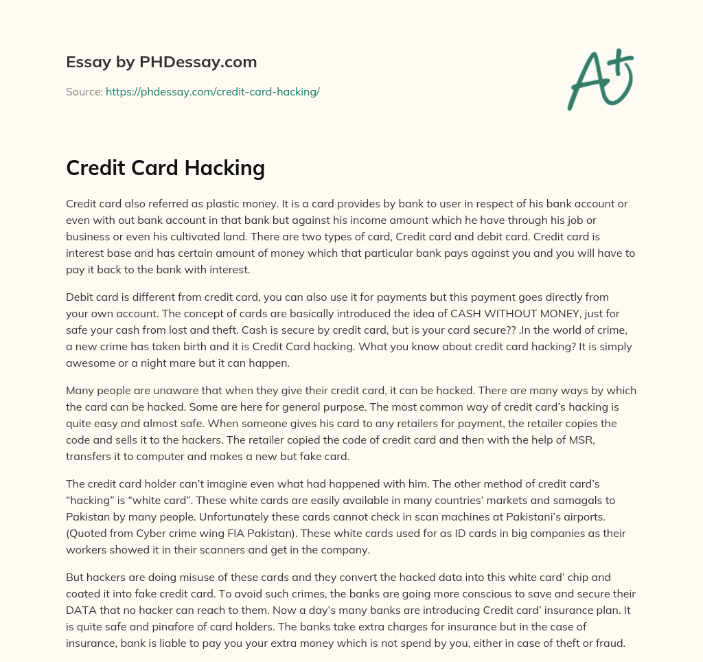 Credit Card Hacking essay