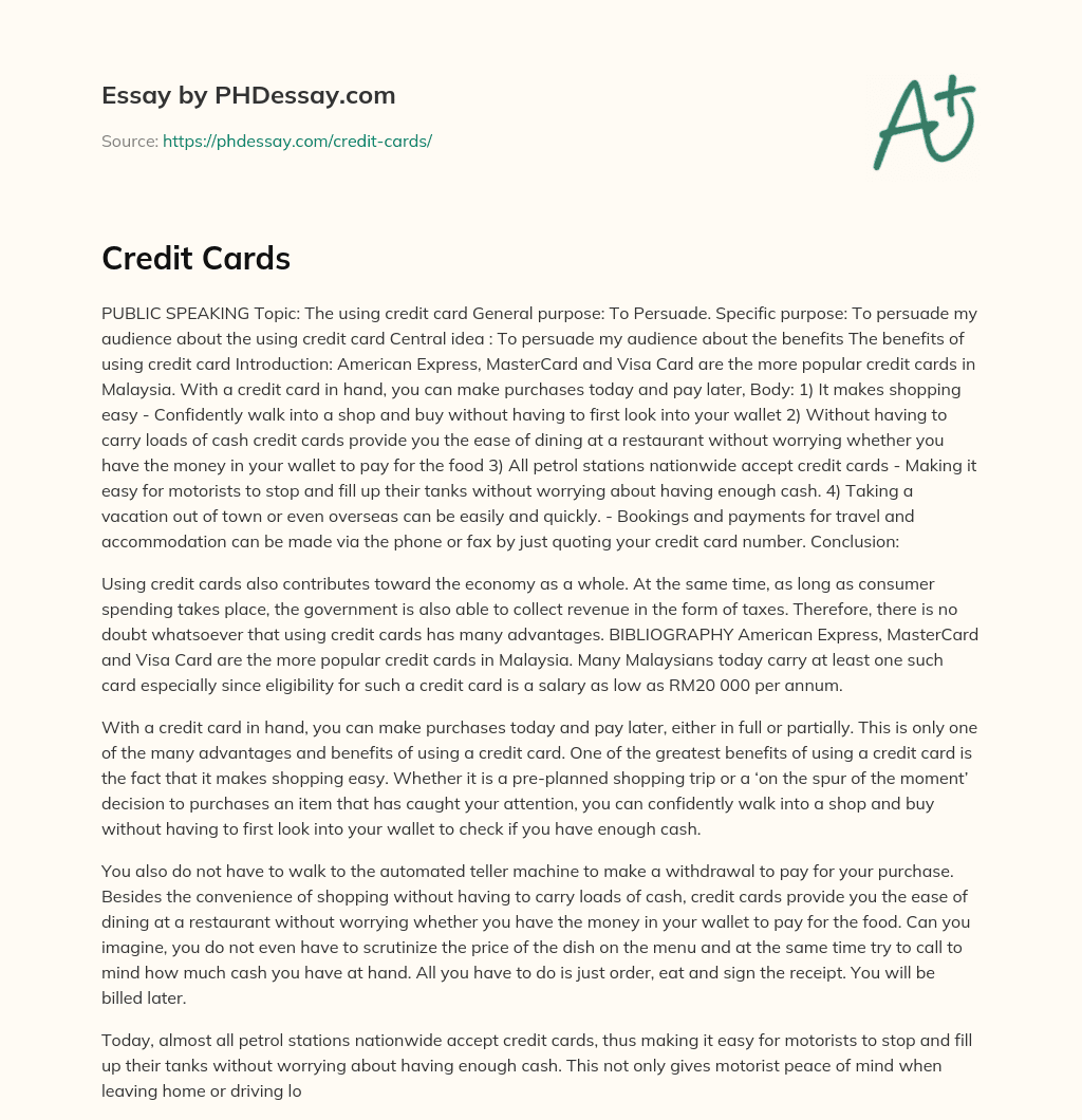 Credit Cards essay