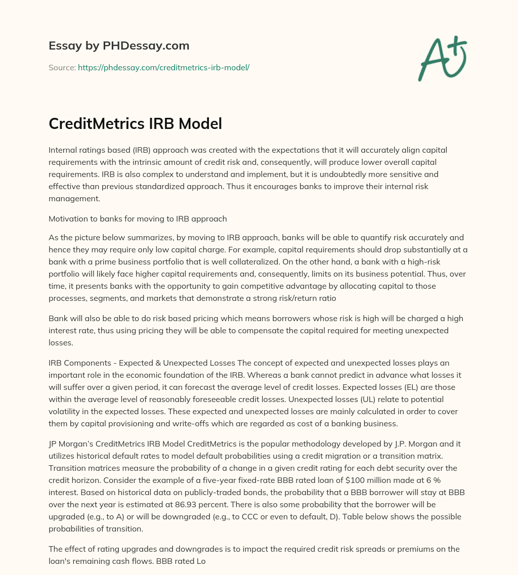 CreditMetrics IRB Model  essay