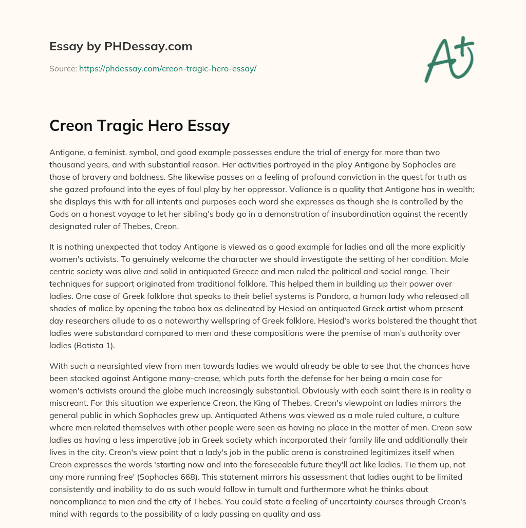 Creon Tragic Hero Essay essay