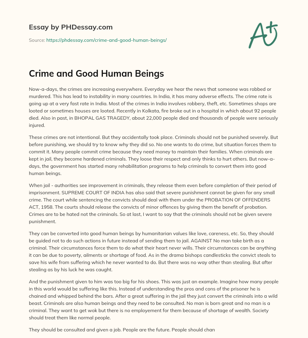 Crime and Good Human Beings essay