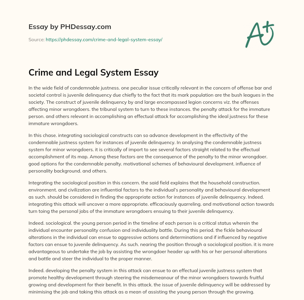 Crime and Legal System Essay essay