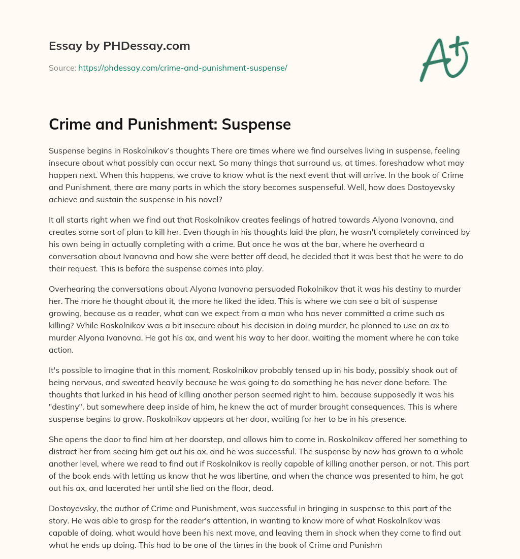 Crime and Punishment: Suspense essay