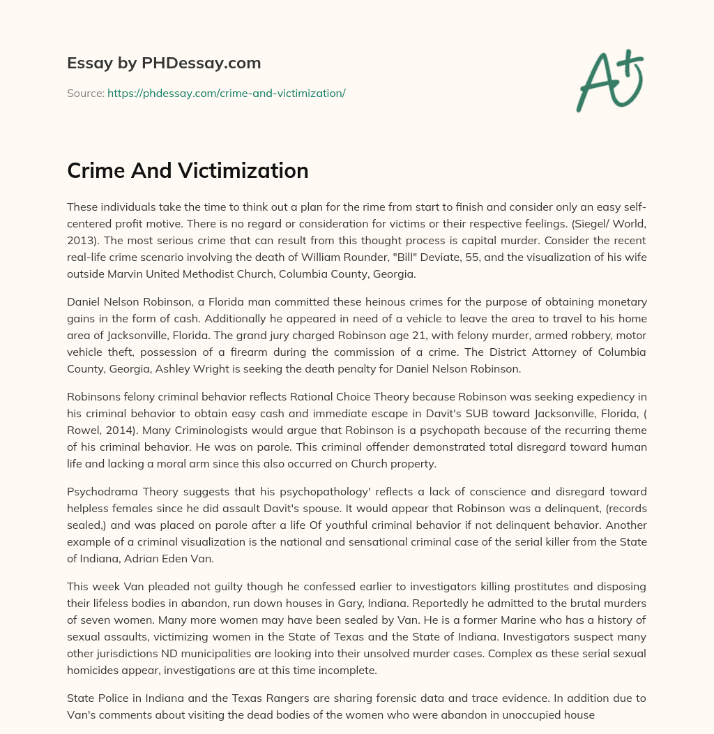 Crime And Victimization essay
