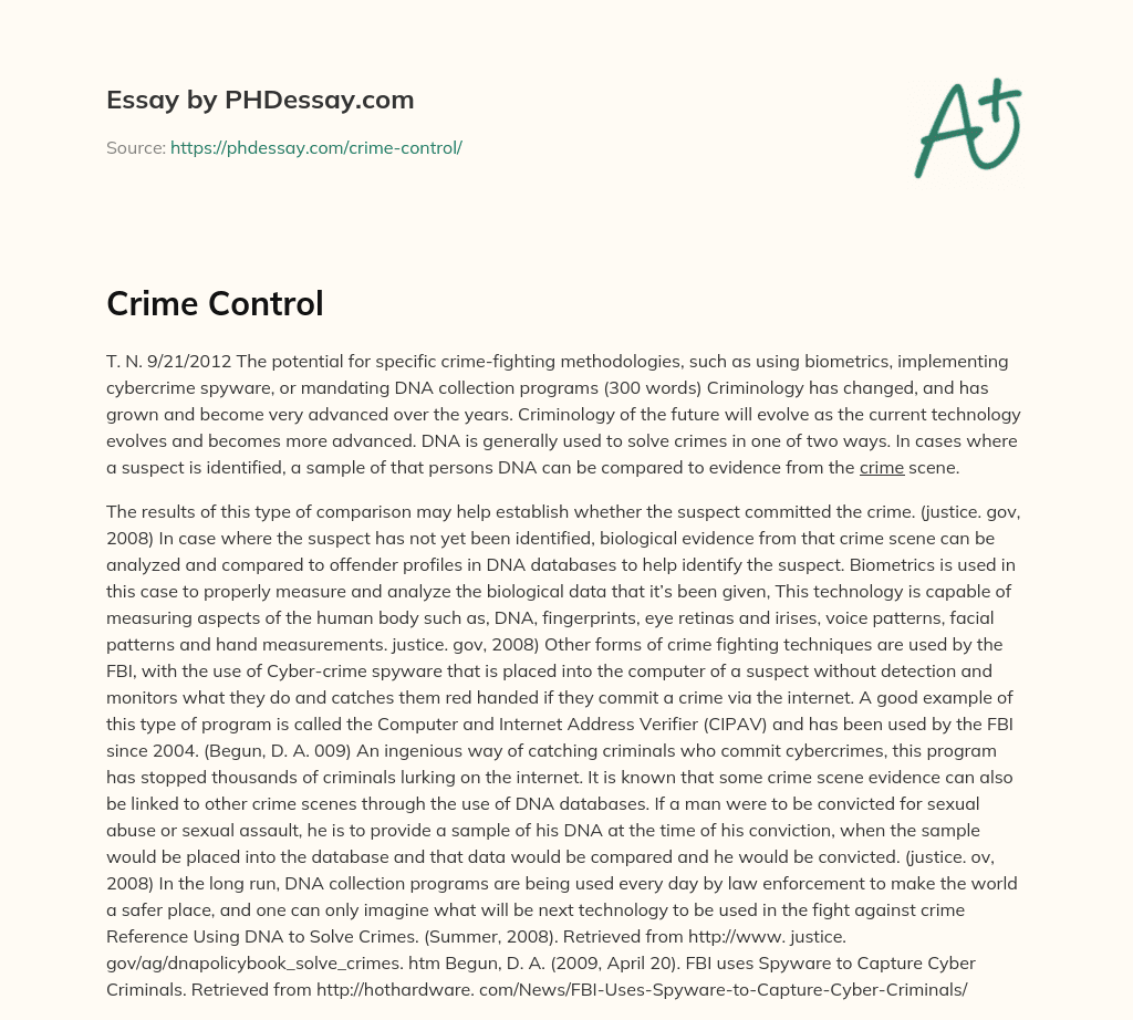 Crime Control essay
