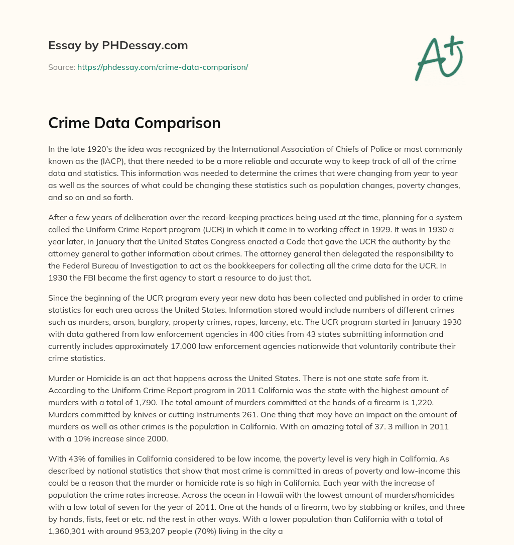Crime Data Comparison essay