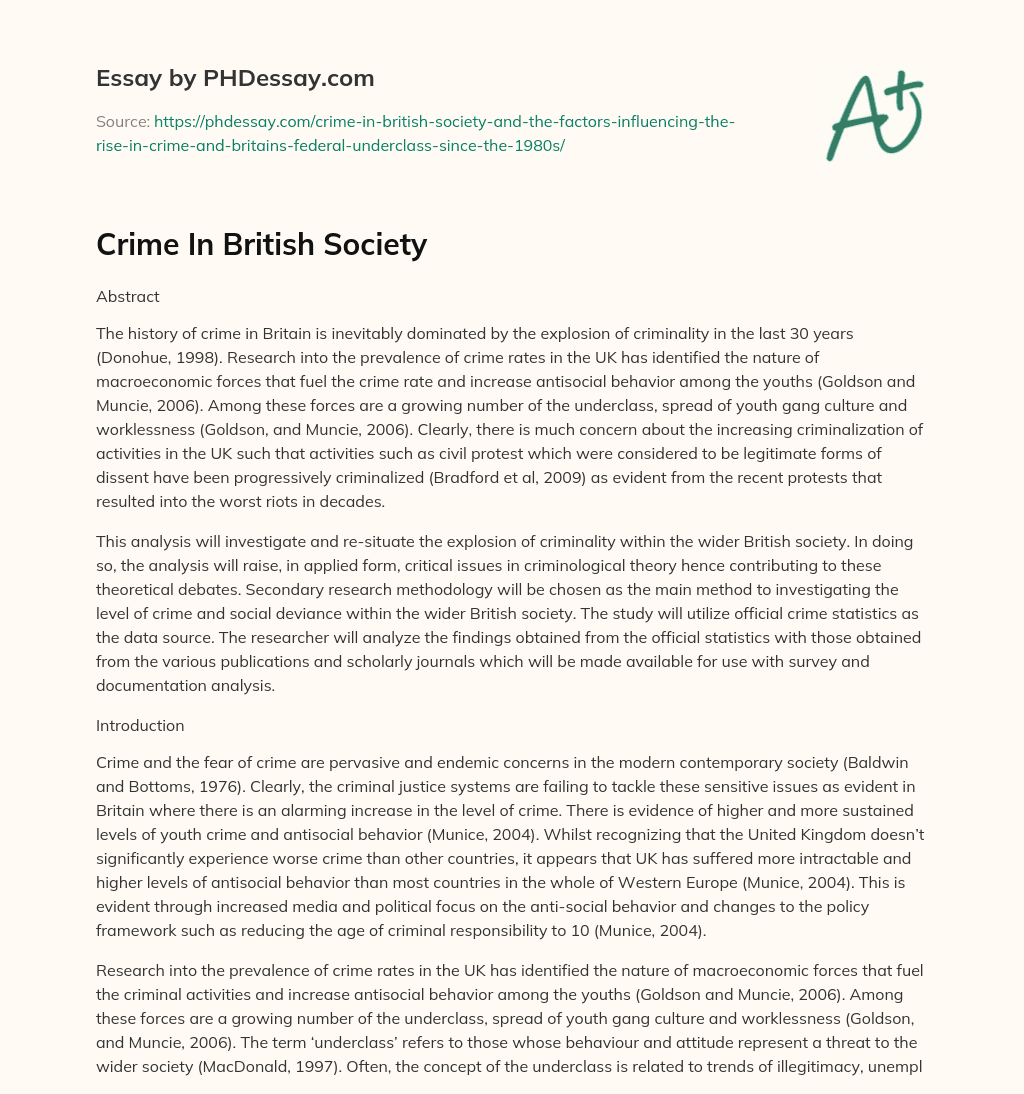 Crime In British Society essay