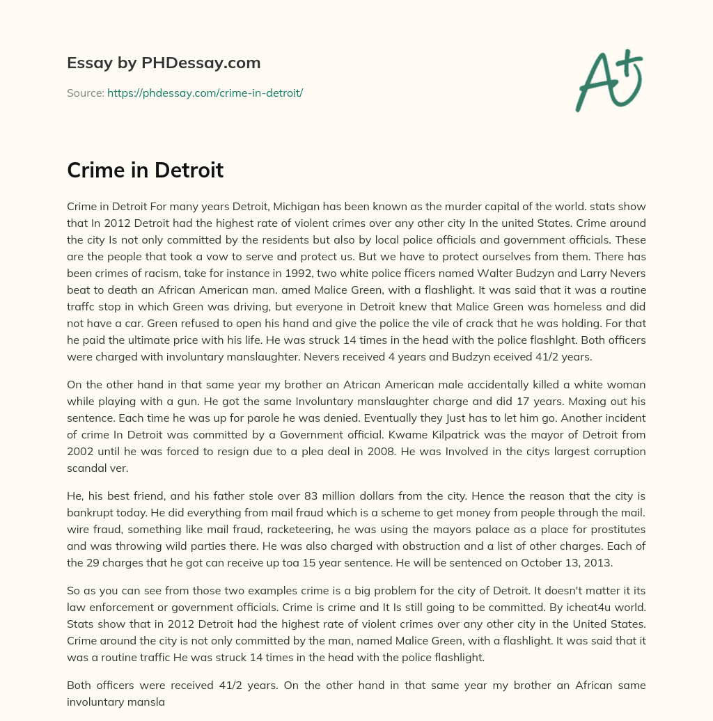 Crime in Detroit essay