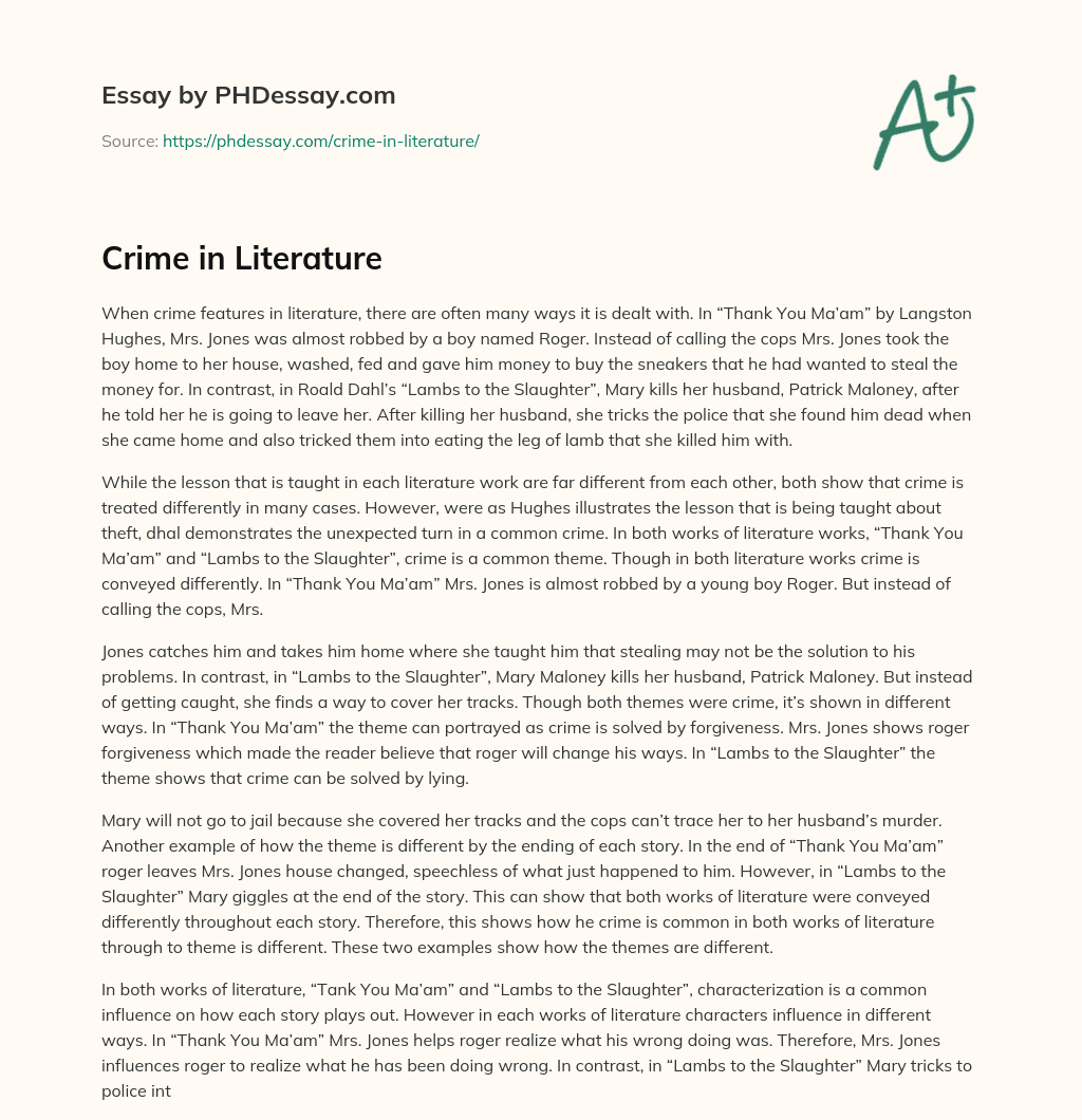 Crime in Literature essay