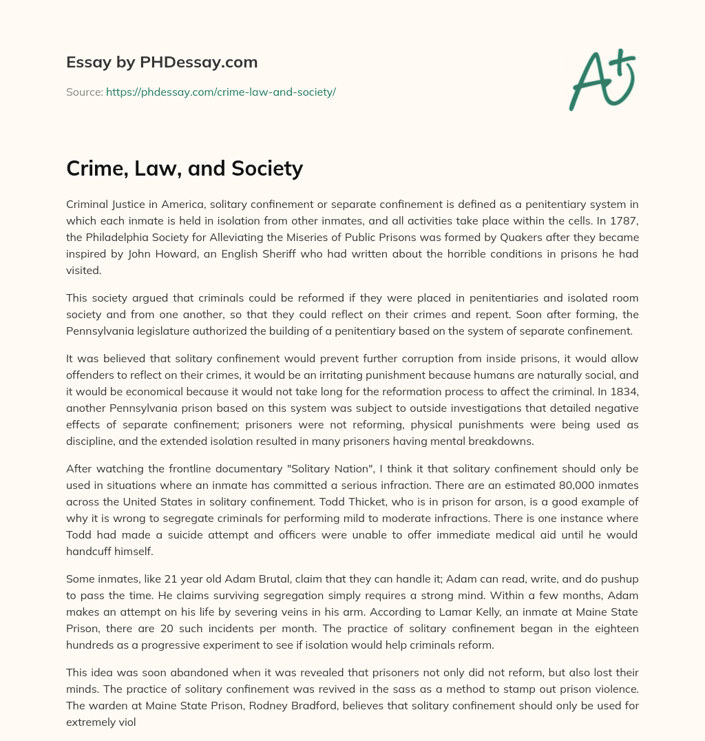 Crime, Law, and Society essay