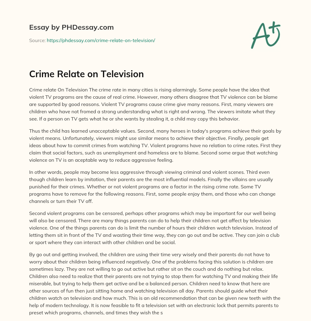 Crime Relate on Television essay