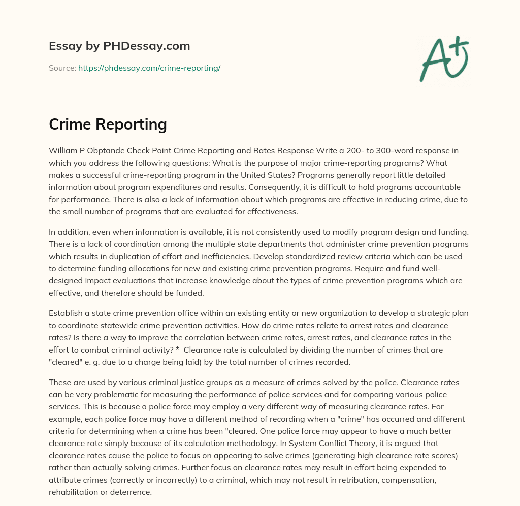 Crime Reporting essay