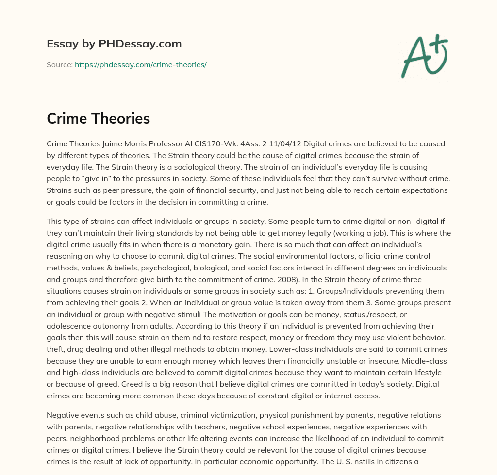 Crime Theories essay