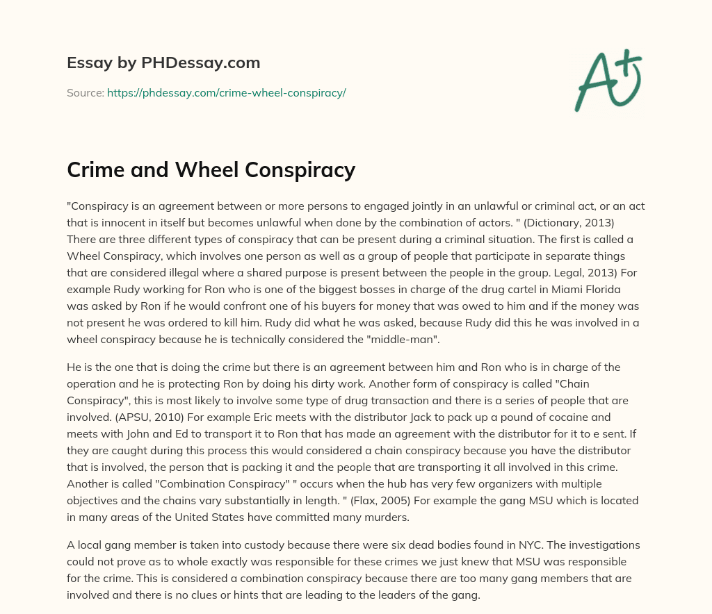 Crime And Wheel Conspiracy Definition Example (400 Words)