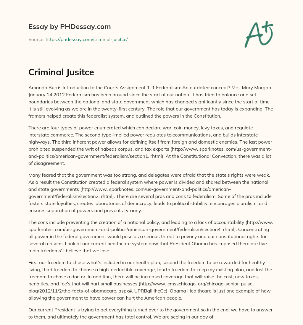 Criminal Jusitce essay