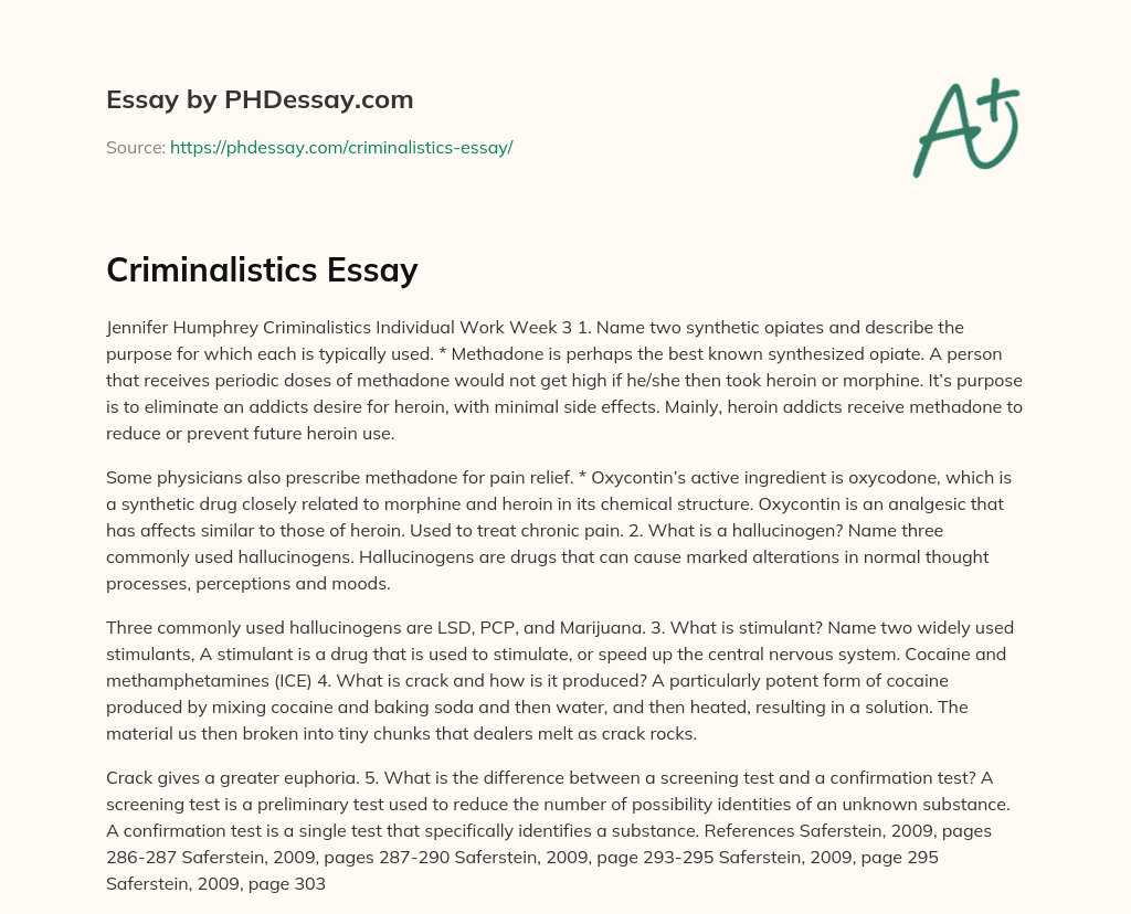 Criminalistics Essay essay