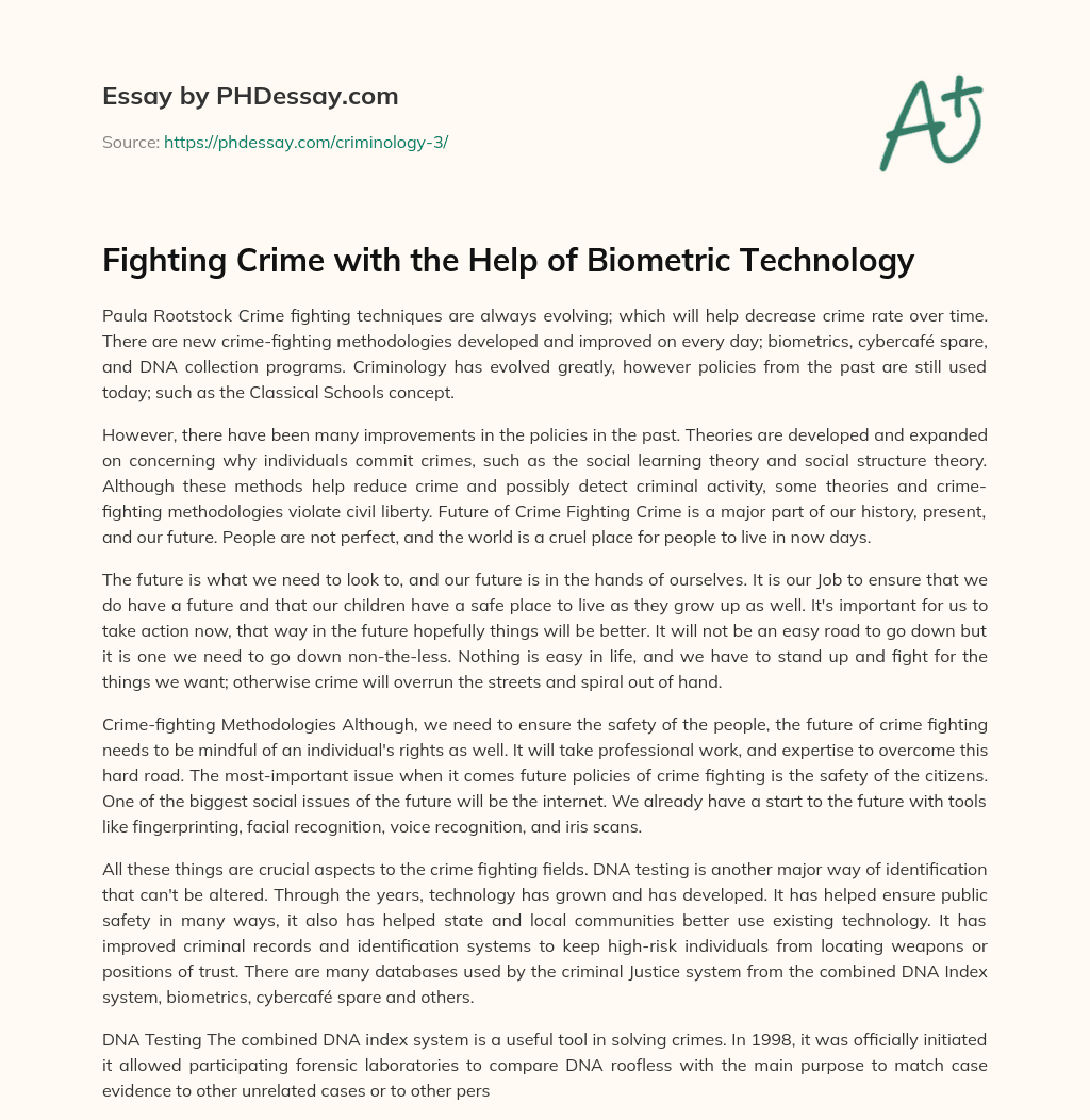 Fighting Crime with the Help of Biometric Technology essay